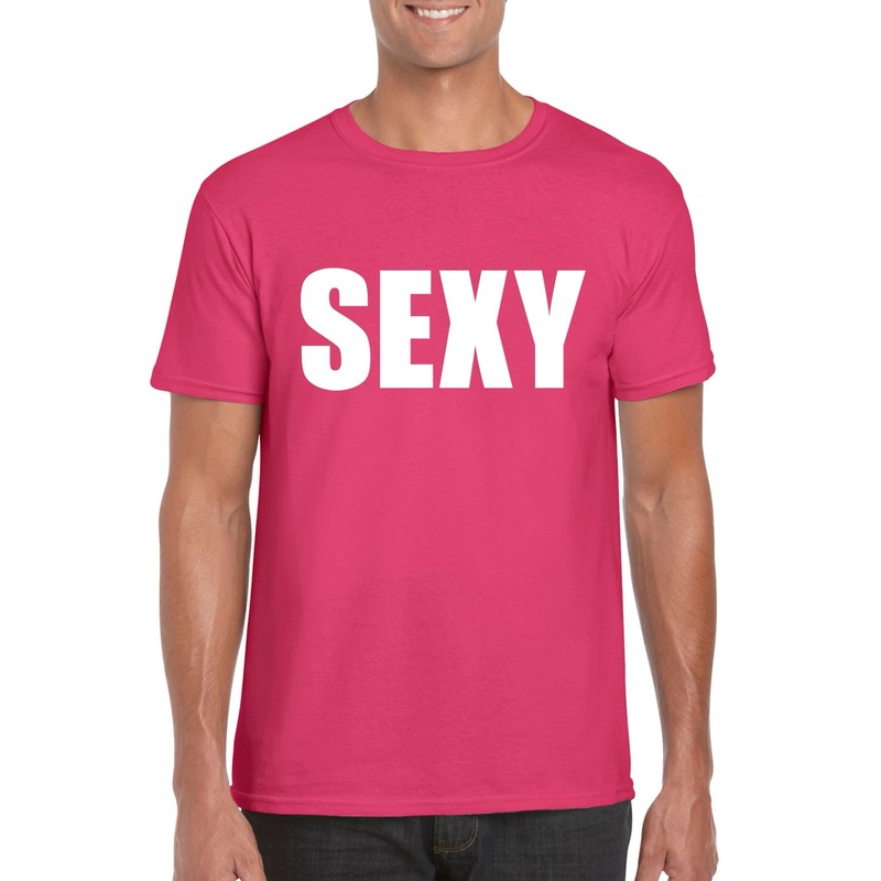 Sexy fun t shirt roze voor heren