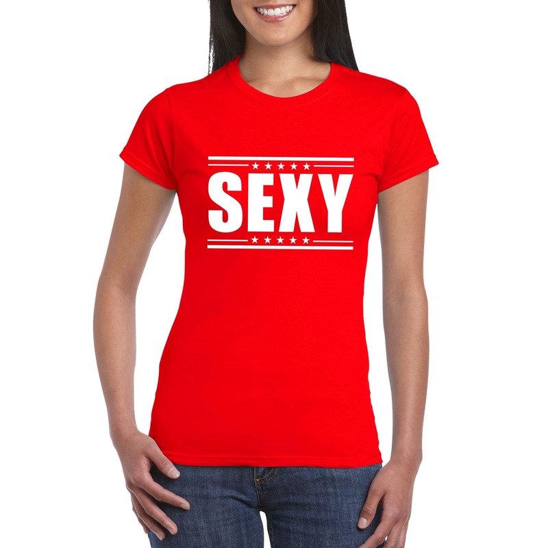 Rood t shirt dames met tekst sexy