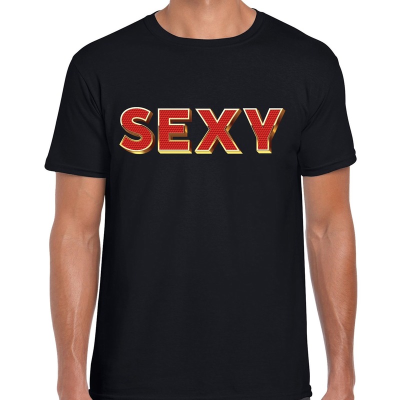 Fout sexy t shirt met 3d effect zwart voor heren