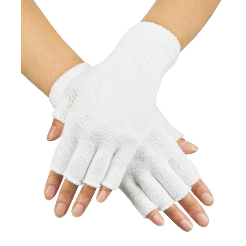 Witte vingerloze verkleed handschoenen gebreid voor volwassenen unisex